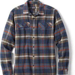 Patagonia Long Sleeve Fjord Flannel Shirt Blue Rust size Large